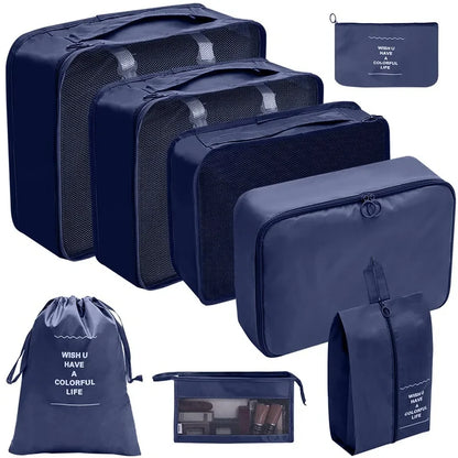 10/7 Pcs Set Travel Organizer Storage Bags Suitcase Packing Cubes Cases Portable Wardrobe Luggage Clothes Shoe Pouch Fold