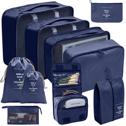 10/7 Pcs Set Travel Organizer Storage Bags Suitcase Packing Cubes Cases Portable Wardrobe Luggage Clothes Shoe Pouch Fold