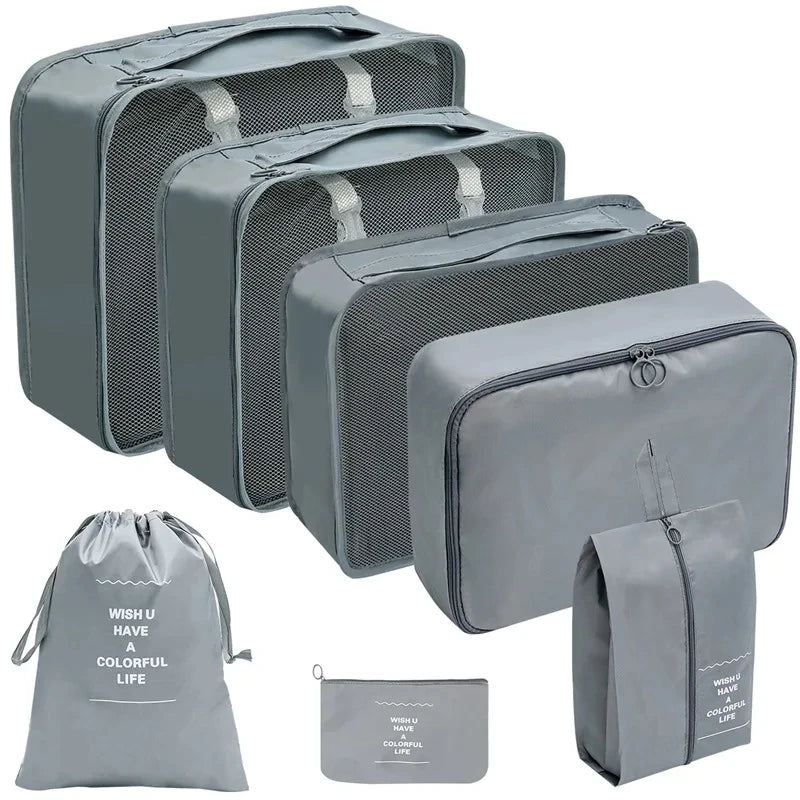 10/7 Pcs Set Travel Organizer Storage Bags Suitcase Packing Cubes Cases Portable Wardrobe Luggage Clothes Shoe Pouch Fold