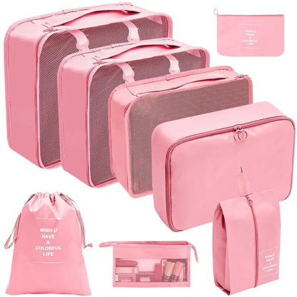 10/7 Pcs Set Travel Organizer Storage Bags Suitcase Packing Cubes Cases Portable Wardrobe Luggage Clothes Shoe Pouch Fold