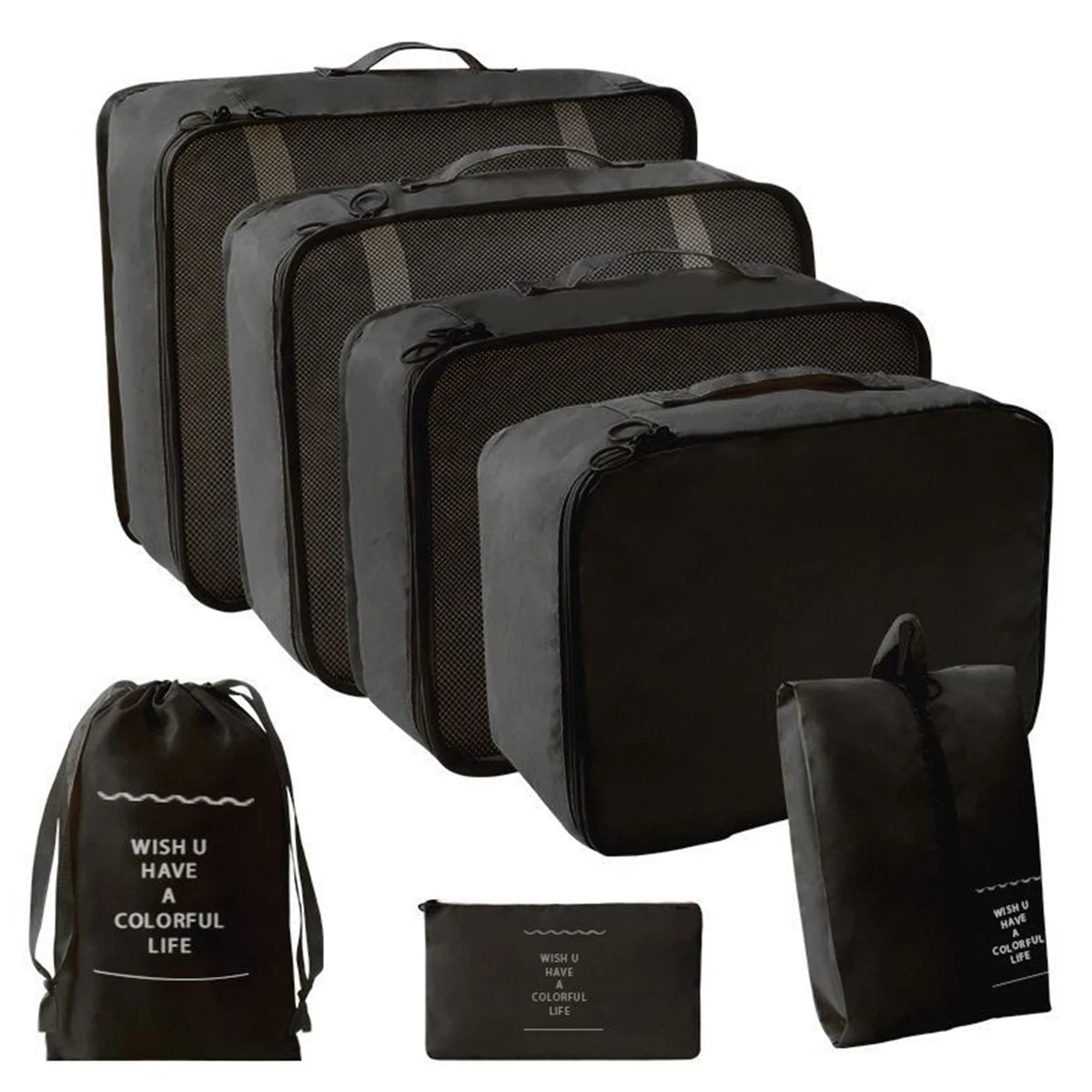 10/7 Pcs Set Travel Organizer Storage Bags Suitcase Packing Cubes Cases Portable Wardrobe Luggage Clothes Shoe Pouch Fold