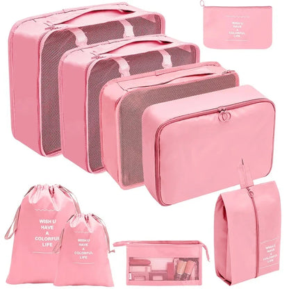 10/7 Pcs Set Travel Organizer Storage Bags Suitcase Packing Cubes Cases Portable Wardrobe Luggage Clothes Shoe Pouch Fold