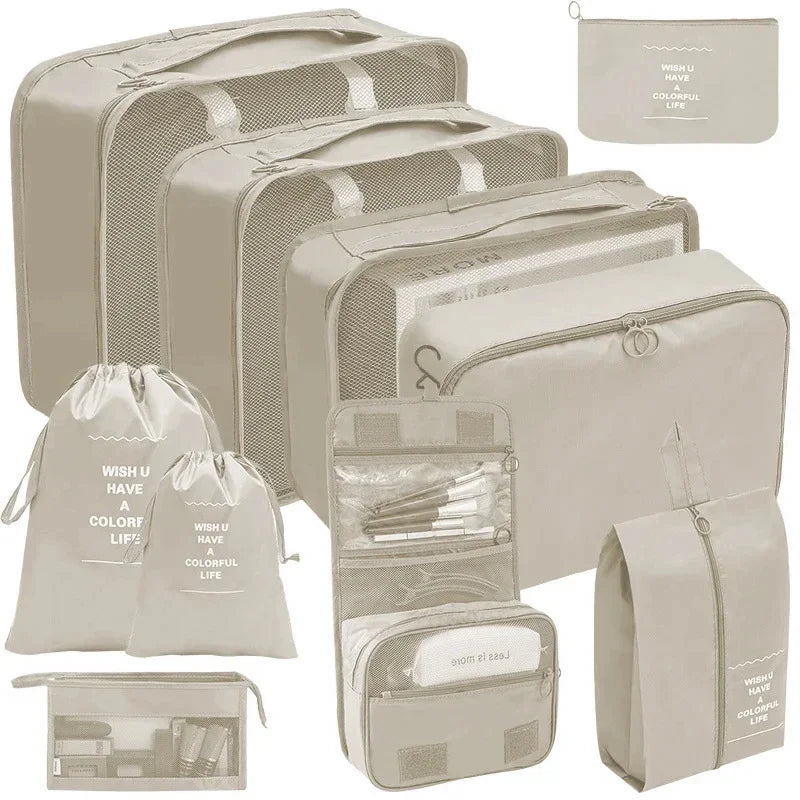 10/7 Pcs Set Travel Organizer Storage Bags Suitcase Packing Cubes Cases Portable Wardrobe Luggage Clothes Shoe Pouch Fold