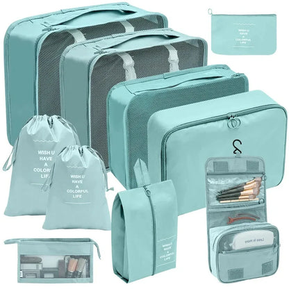 10/7 Pcs Set Travel Organizer Storage Bags Suitcase Packing Cubes Cases Portable Wardrobe Luggage Clothes Shoe Pouch Fold