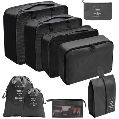 10/7 Pcs Set Travel Organizer Storage Bags Suitcase Packing Cubes Cases Portable Wardrobe Luggage Clothes Shoe Pouch Fold