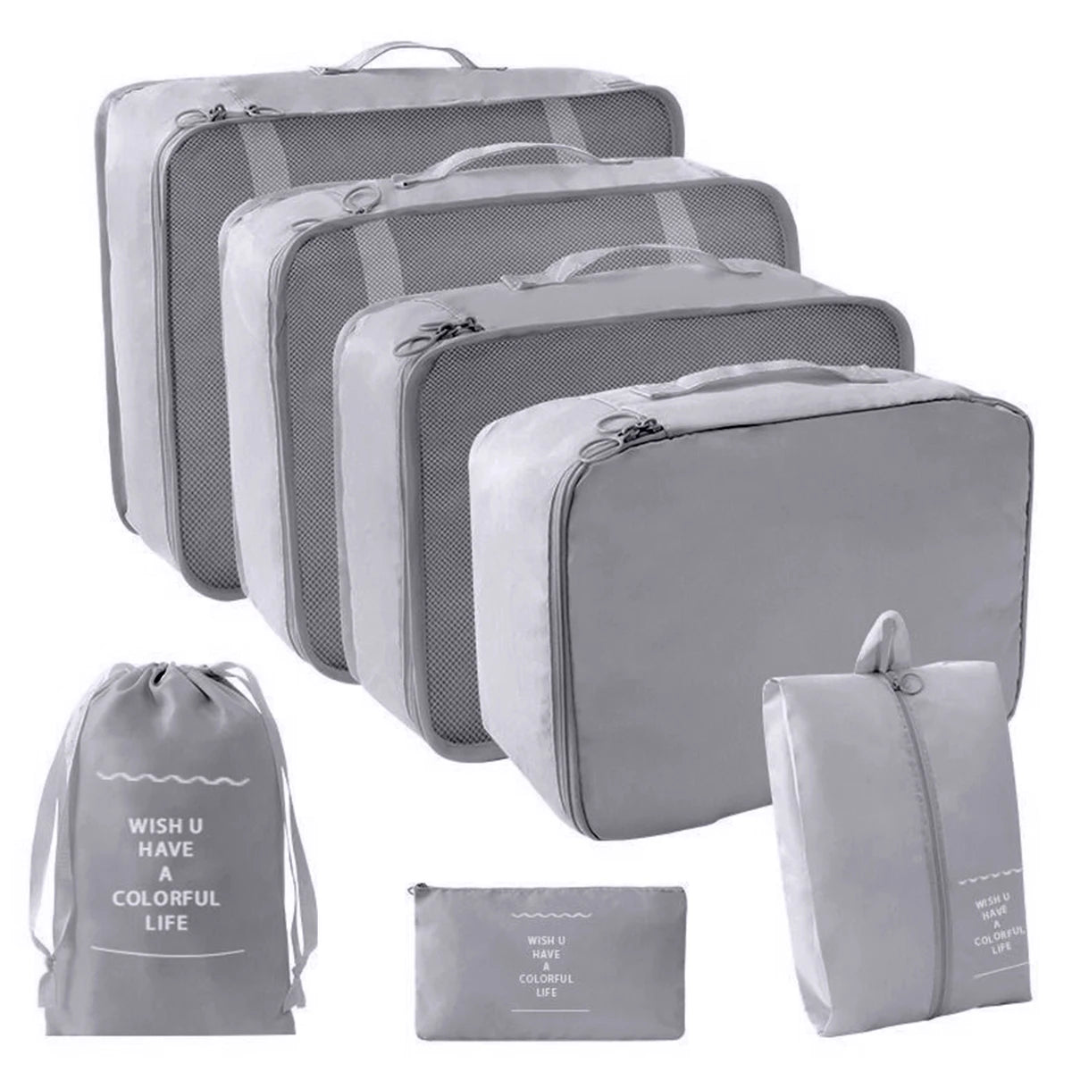 10/7 Pcs Set Travel Organizer Storage Bags Suitcase Packing Cubes Cases Portable Wardrobe Luggage Clothes Shoe Pouch Fold