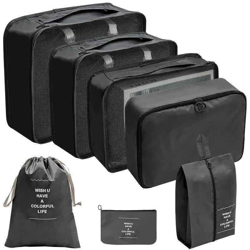 10/7 Pcs Set Travel Organizer Storage Bags Suitcase Packing Cubes Cases Portable Wardrobe Luggage Clothes Shoe Pouch Fold