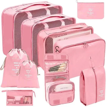 10/7 Pcs Set Travel Organizer Storage Bags Suitcase Packing Cubes Cases Portable Wardrobe Luggage Clothes Shoe Pouch Fold