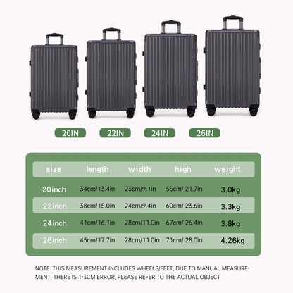 Aluminium Frame Rolling Suitcase with USB Port & Combination Lock – 20" to 26"