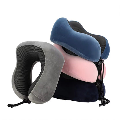 U-shaped Memory Cotton Travel Neck Pillow – Soft Flight & Road Trip Support