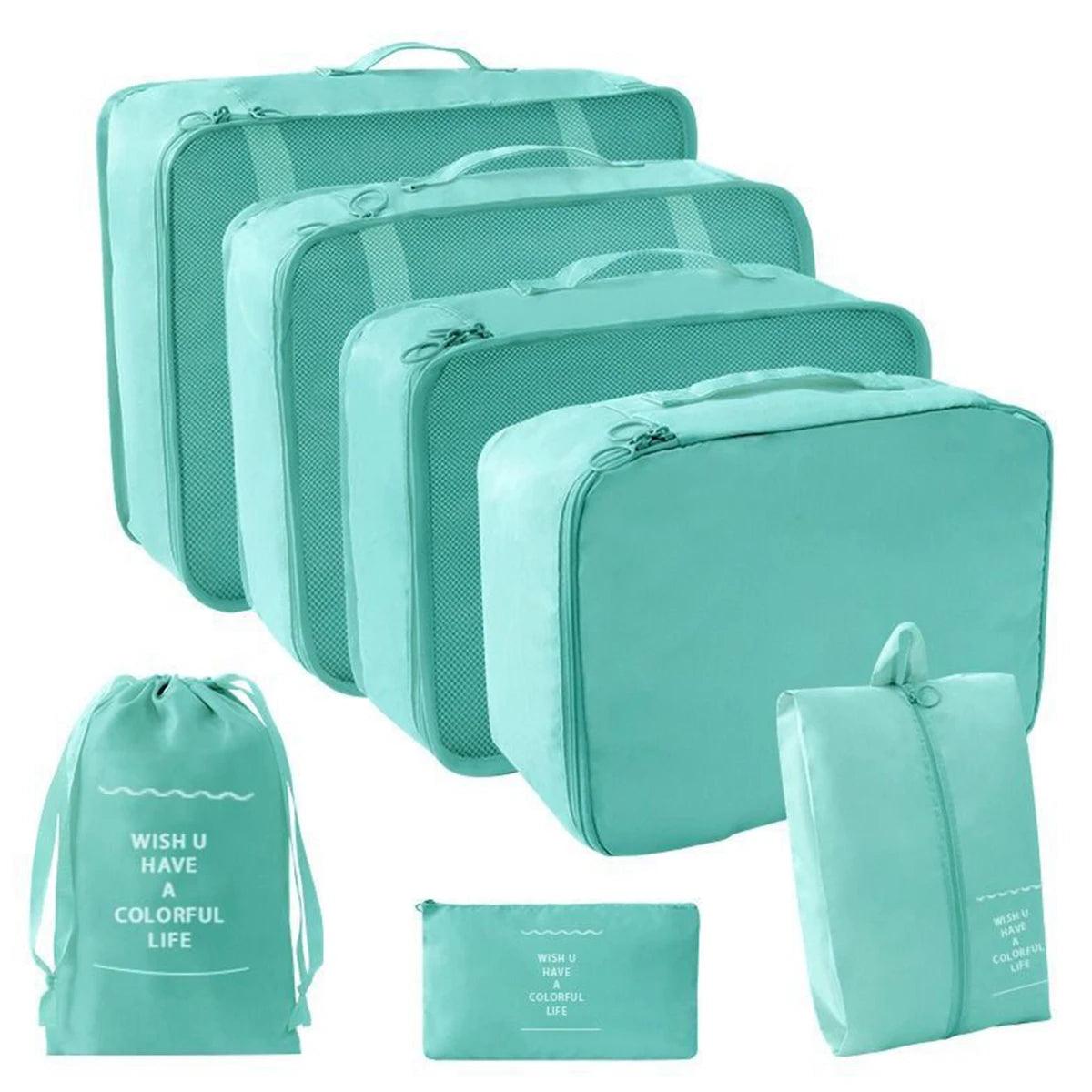 10/7 Pcs Set Travel Organizer Storage Bags Suitcase Packing Cubes Cases Portable Wardrobe Luggage Clothes Shoe Pouch Fold