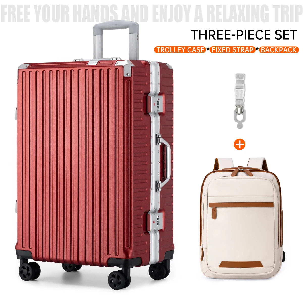 Aluminium Frame Rolling Suitcase with USB Port & Combination Lock – 20" to 26"