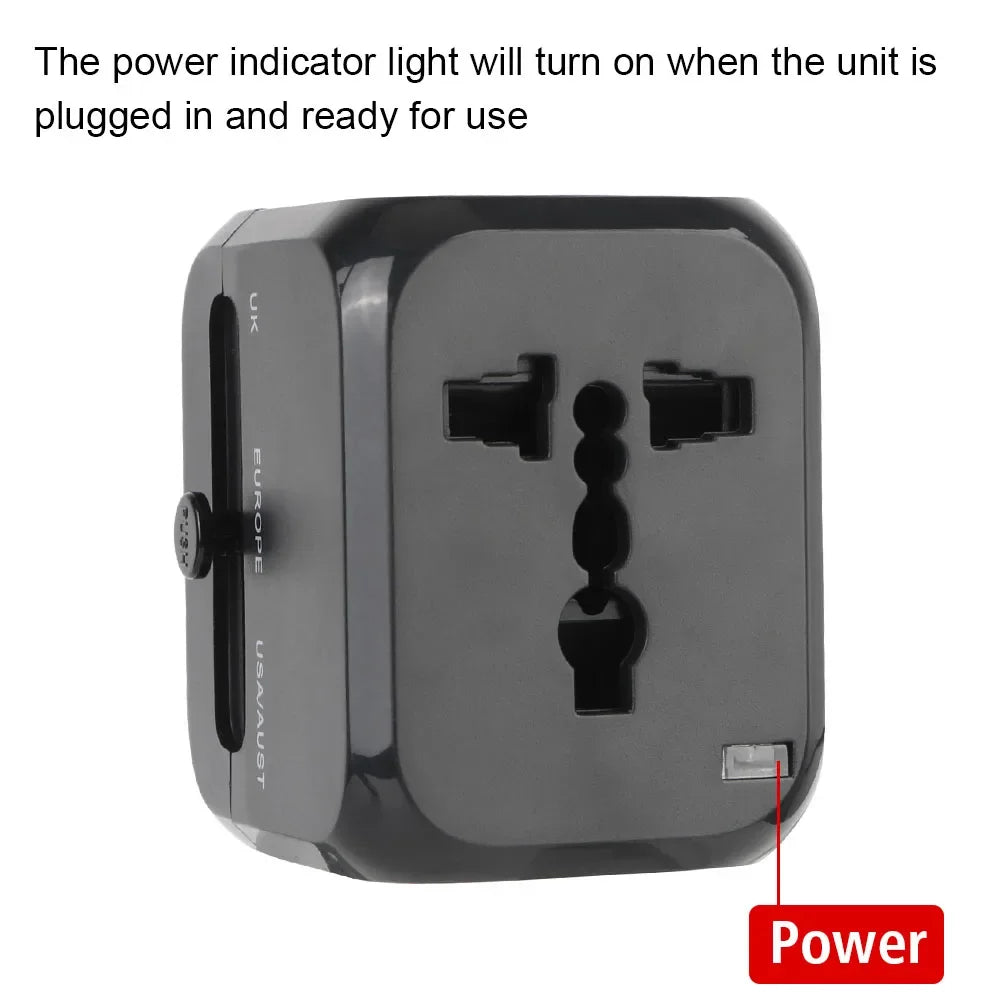 All-in-One Wall Travel Charger Adapter - US EU UK AU Plugs with 2 USB & 1 Type C
