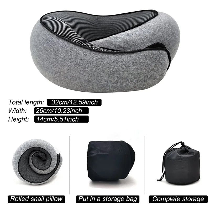 Snail Style Memory Foam Travel Neck Pillow – Ergonomic Flight Support