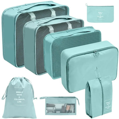 10/7 Pcs Set Travel Organizer Storage Bags Suitcase Packing Cubes Cases Portable Wardrobe Luggage Clothes Shoe Pouch Fold