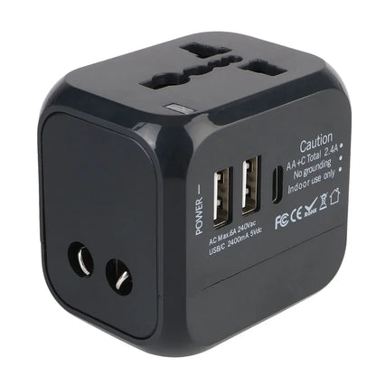 All-in-One Wall Travel Charger Adapter - US EU UK AU Plugs with 2 USB & 1 Type C