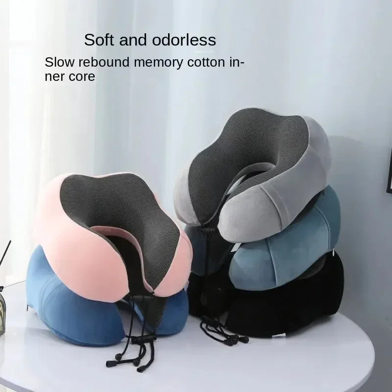 U-shaped Memory Cotton Travel Neck Pillow – Soft Flight & Road Trip Support
