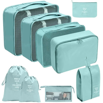10/7 Pcs Set Travel Organizer Storage Bags Suitcase Packing Cubes Cases Portable Wardrobe Luggage Clothes Shoe Pouch Fold