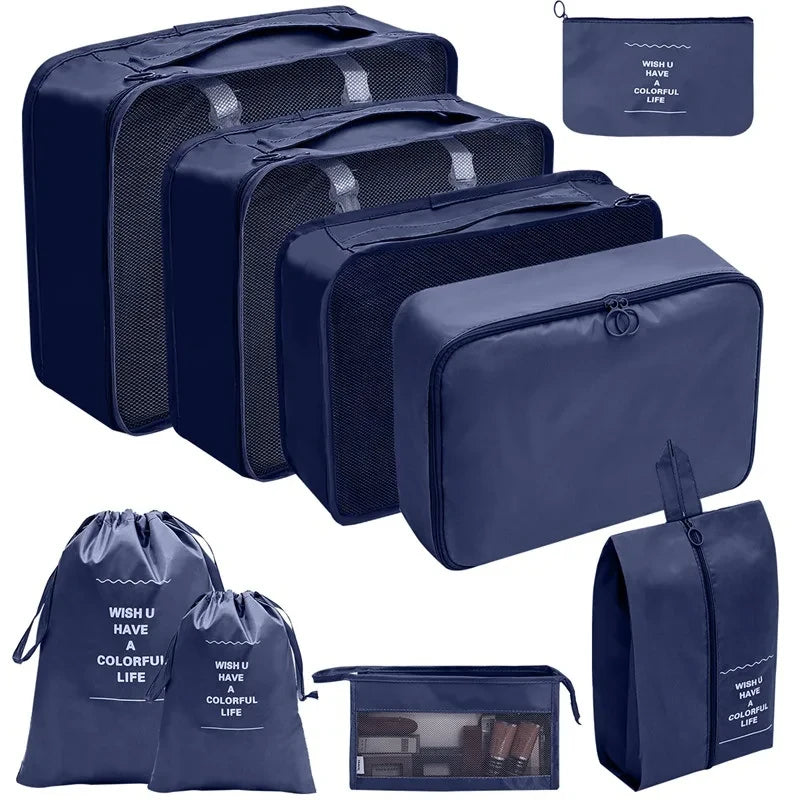 10/7 Pcs Set Travel Organizer Storage Bags Suitcase Packing Cubes Cases Portable Wardrobe Luggage Clothes Shoe Pouch Fold