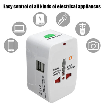 Portable AU US UK EU Converter All in One International Plug Adapter 2 USB Type C Ports World Travel AC Power Charger Adapter